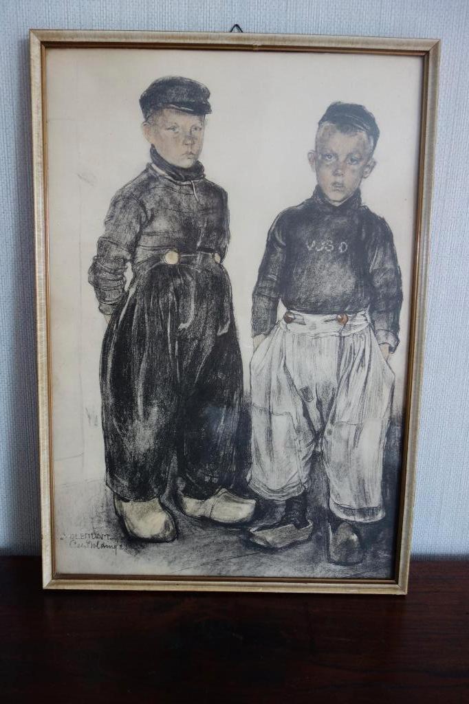 Kunst Volendam litho Cees Bolding, Antiek en Kunst, Ophalen of Verzenden, Dagelijks leven