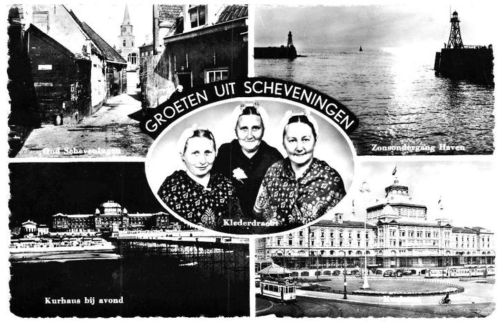 939337 Scheveningen Kurhaus Klederdracht postzegel afgeweekt, Verzamelen, Ansichtkaarten | Nederland, Gelopen, Zuid-Holland, 1960 tot 1980