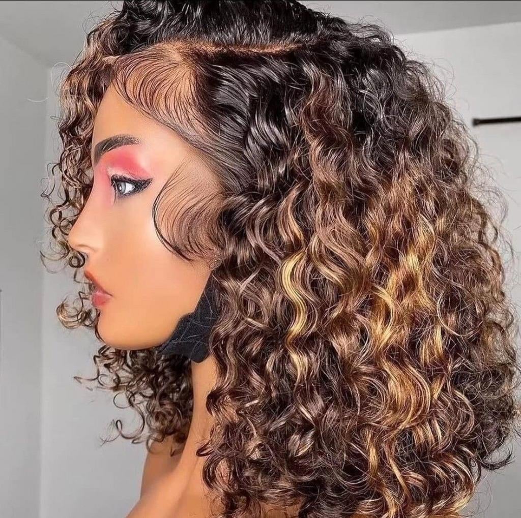 14 inch watercurl pruik / wig 100% menselijke haar, Ophalen of Verzenden, Nieuw, Pruik of Haarverlenging