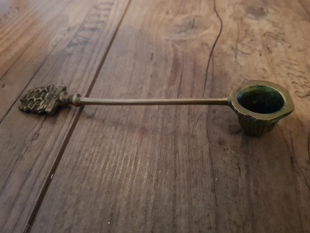 Antieke koperen kaarsendover met schip, Ophalen of Verzenden, Koper