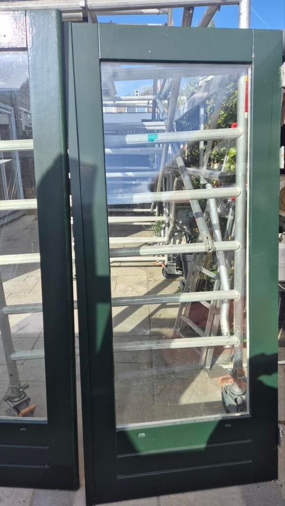 Gebruikte openslaande buitendeuren met glas, Doe-het-zelf en Verbouw, Ophalen, Gebruikt, 80 tot 100 cm, Buitendeur