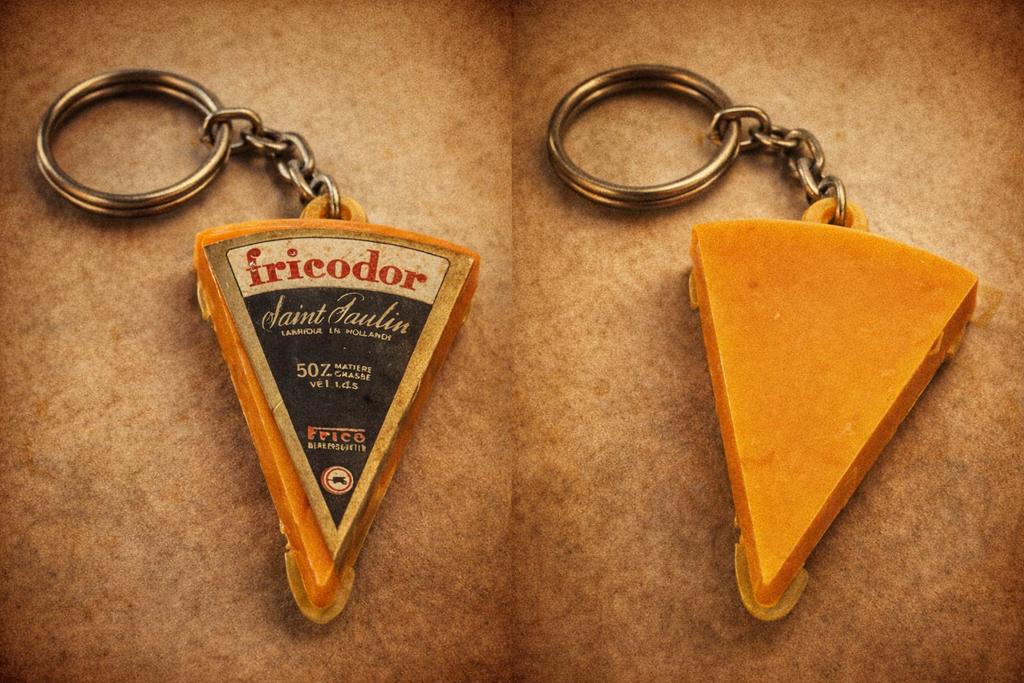 Fricodor - Saint Paulin kaas sleutelhanger 1960/1970, Verzamelen, Sleutelhangers, Verzenden, Zo goed als nieuw, Merk