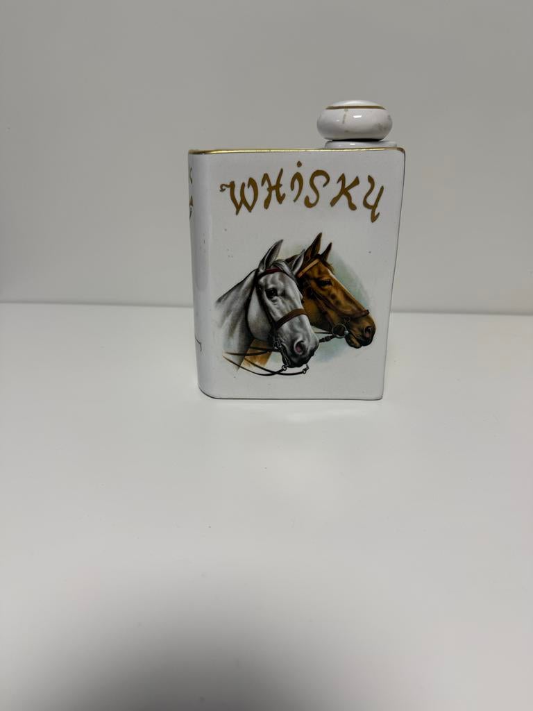 Porseleinen whiskyfles met paarden, Antiek en Kunst, Ophalen of Verzenden