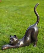 GROTE STREKKENDE POES / KAT / BRONZEN TUINBEELD, Dierenbeeld, Nieuw, Info@huisentuindecoratiemarie.nl, Huis en tuin decoratie marie