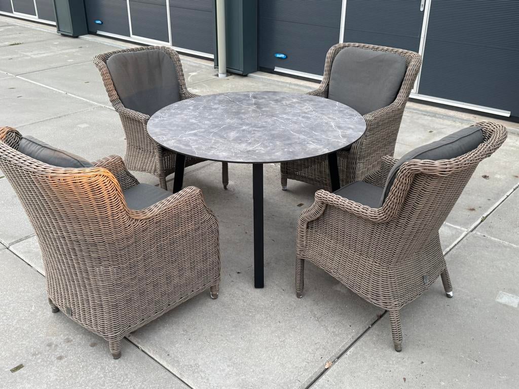 Diningset van 4SO Brighton 2X / DelMar Chair 2X, Tuin en Terras, Tuinsets en Loungesets, Ophalen of Verzenden, Zo goed als nieuw