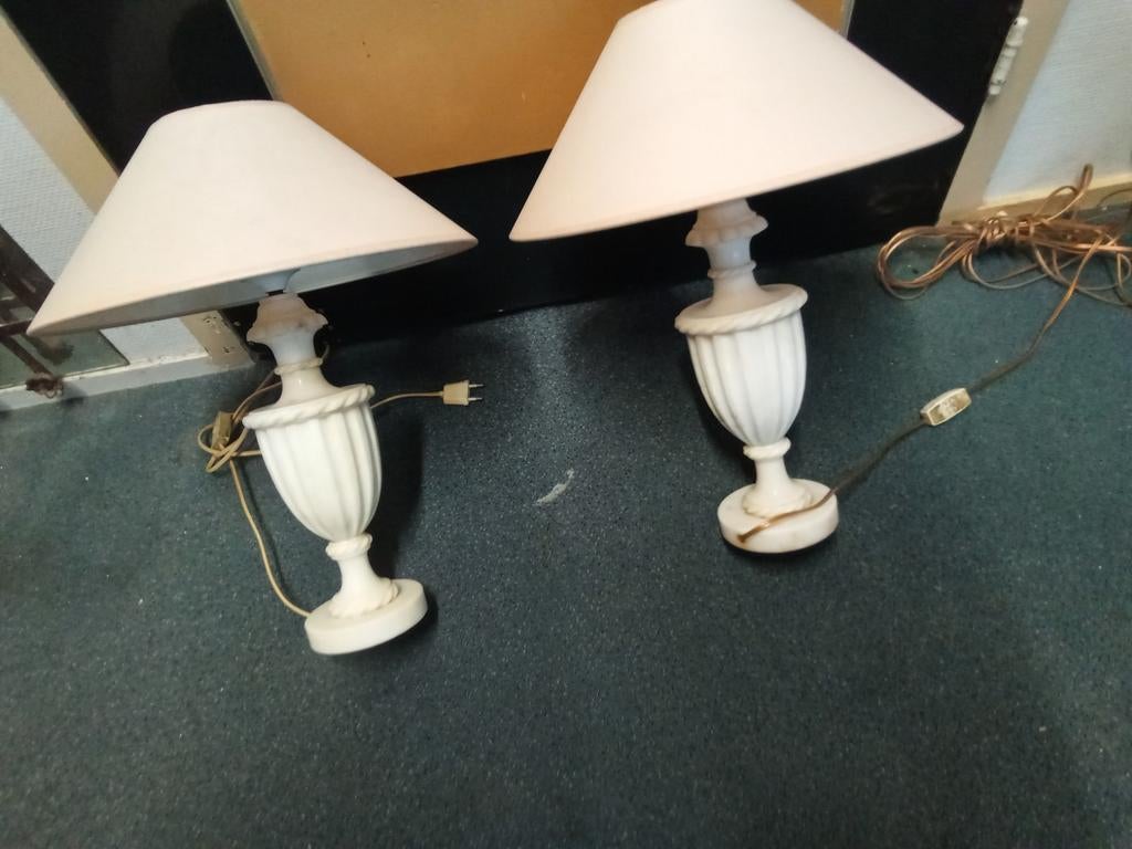 Set antieke marmeren lampen 50h 40br, Ophalen of Verzenden