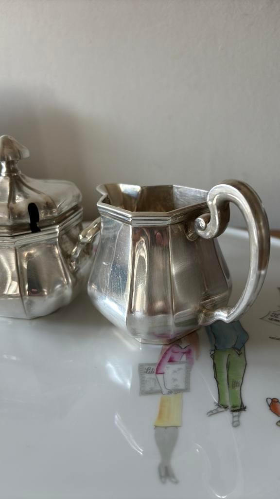 Zwaar verzilverd suiker en melk setje keltum, Antiek en Kunst, Antiek | Goud en Zilver, Ophalen of Verzenden