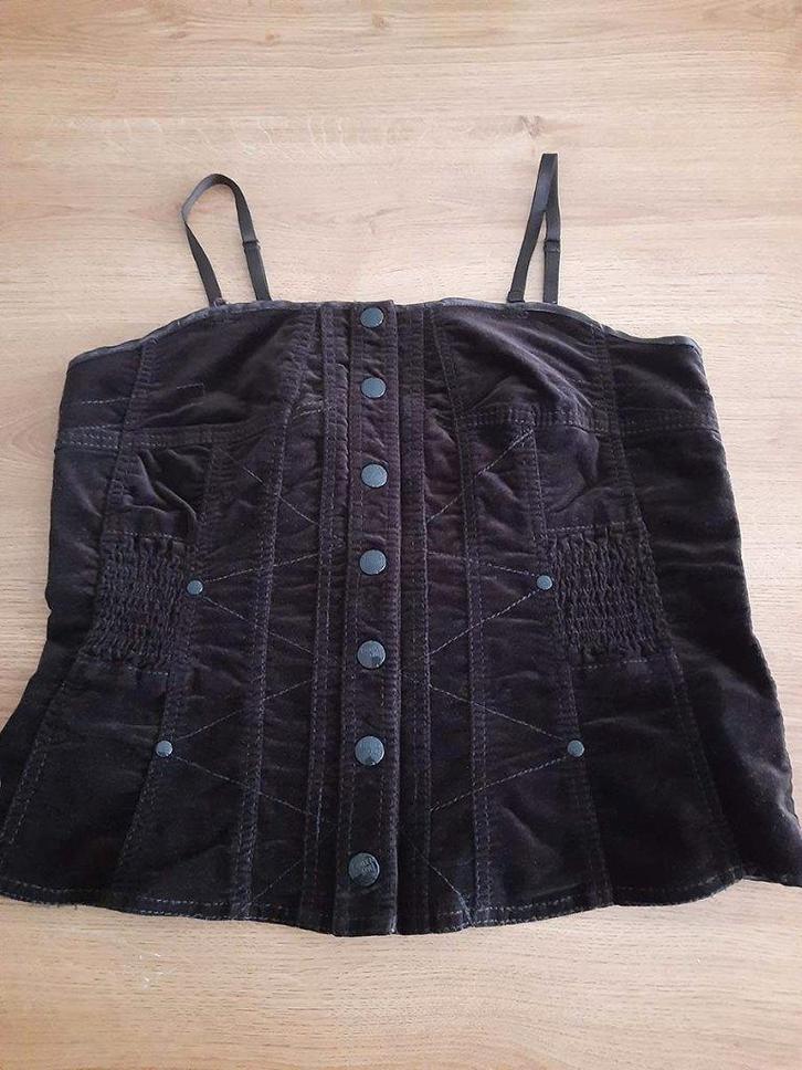 Donkerbruine korset top mt38, Kleding | Dames, Tops, Zo goed als nieuw, Maat 38/40 (M), Bruin, Zonder mouw, Ophalen of Verzenden
