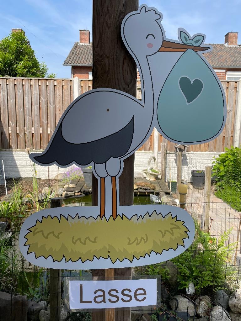 Geboortebord OOIEVAAR mint dibond jongen meisje huren huur, Ophalen, Zo goed als nieuw, Geboortebord