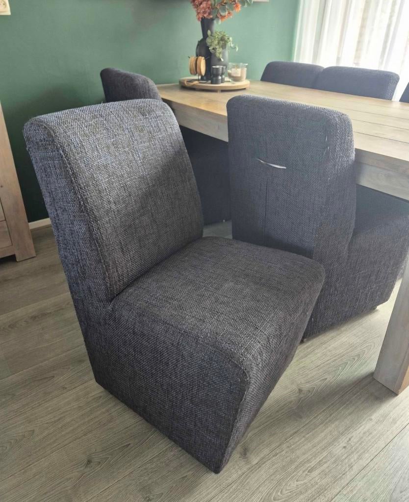 6 donkergrijze stoelen, Ophalen, Gebruikt, Vijf, Zes of meer stoelen, Stof