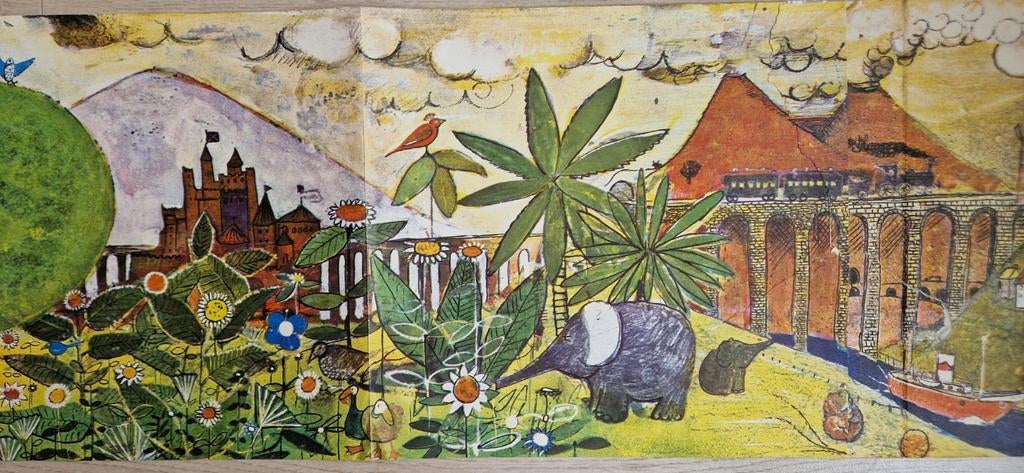 Vintage jaren 60 john burningham wall frieze poster, Ophalen of Verzenden