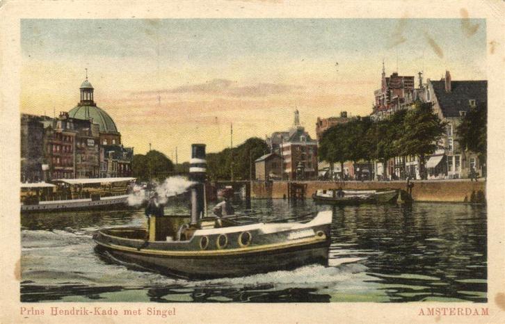 Prins Hendrik-Kade met Singel - Amsterdam - 1920 gelopen, Verzamelen, Ansichtkaarten | Nederland, Gelopen, Noord-Holland, 1920 tot 1940