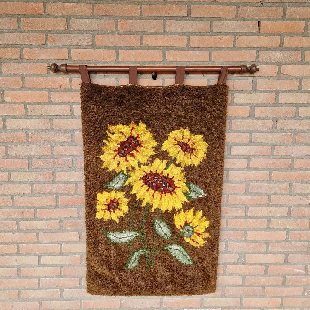 Jaren 70 vintage wandkleed zonnebloemen, Ophalen of Verzenden, Huis en Inrichting