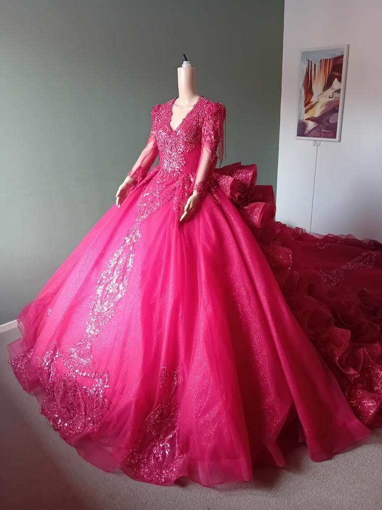 Trouwjurk maat 44, Ophalen, Nieuw, Rood, Trouwjurk