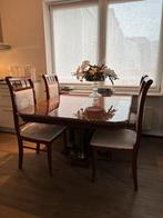 Uitschuifbare eettafel met 4 stoelen, Huis en Inrichting, Tafels | Eettafels, Ophalen, Gebruikt, 100 tot 150 cm, Vierkant