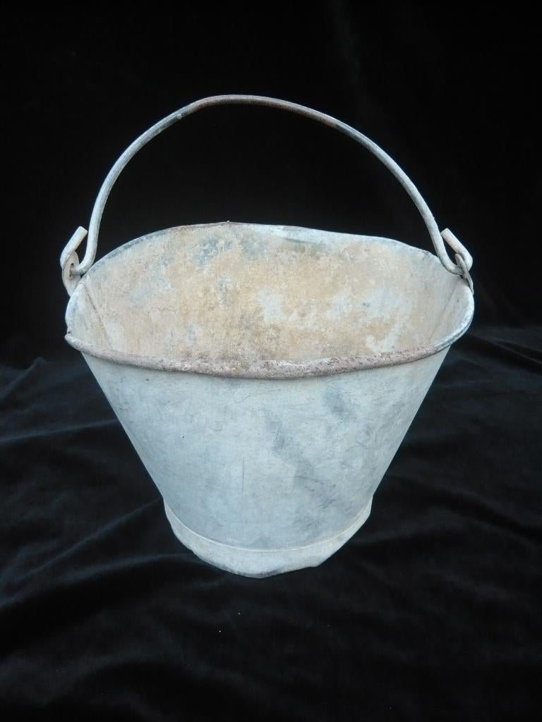 Zinken emmer, Tuin en Terras, Bloembakken en Plantenbakken, Ophalen, Gebruikt, Minder dan 60 cm, Rond