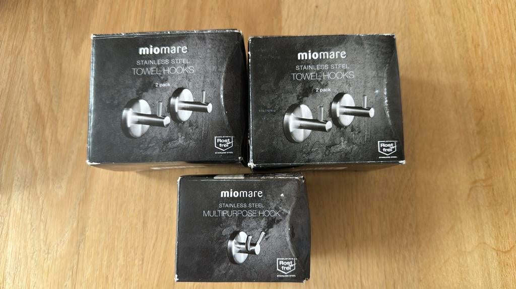 Wandhaak 3 x 1 en 1 x2 handdoek haak stainless steel nieuw, Huis en Inrichting, Badkamer | Badtextiel en Accessoires, Ophalen of Verzenden