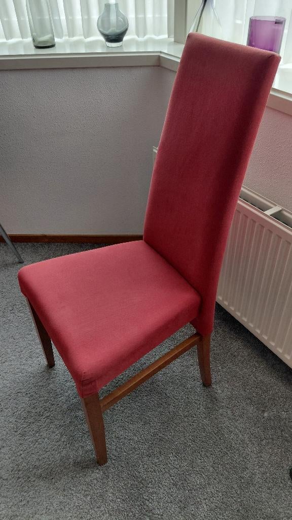 Rode stoel (stof met kersenhout), Huis en Inrichting, Stoelen, Ophalen, Zo goed als nieuw, Stof, Eén