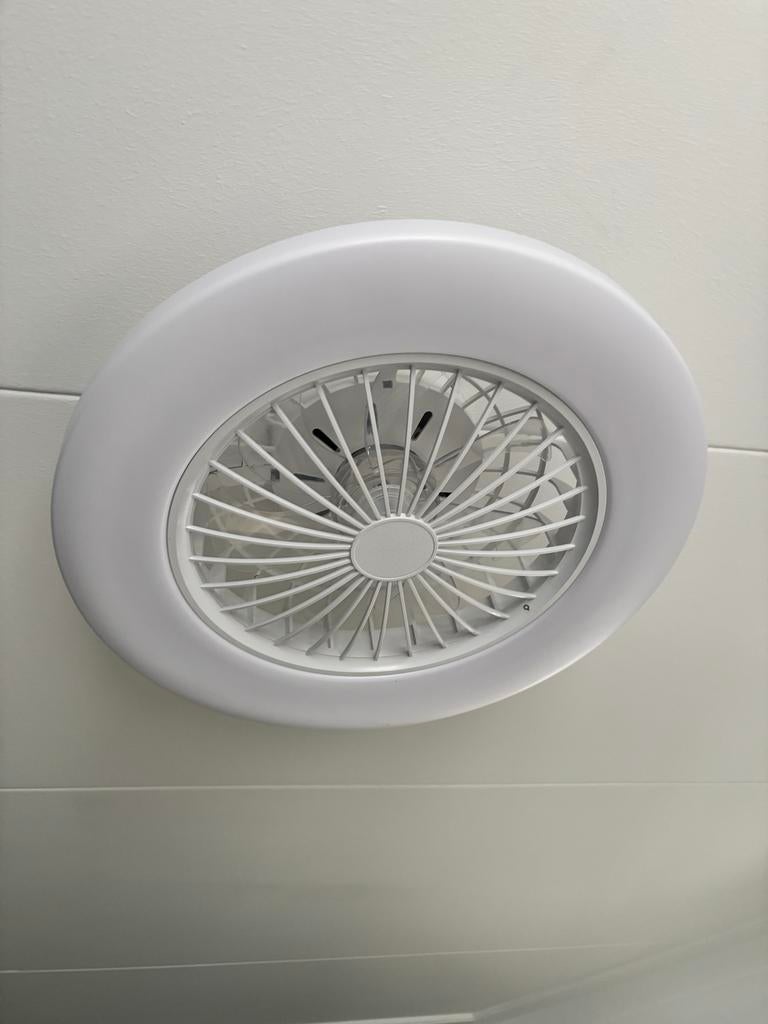Qazqa clemo Plafond ventilator met lamp, Ophalen, Ventilator met afstandsbediening, Zo goed als nieuw, Plafondventilator