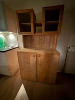 Steigerhouten kast, Ophalen, Met deur(en), 100 tot 150 cm, Glas