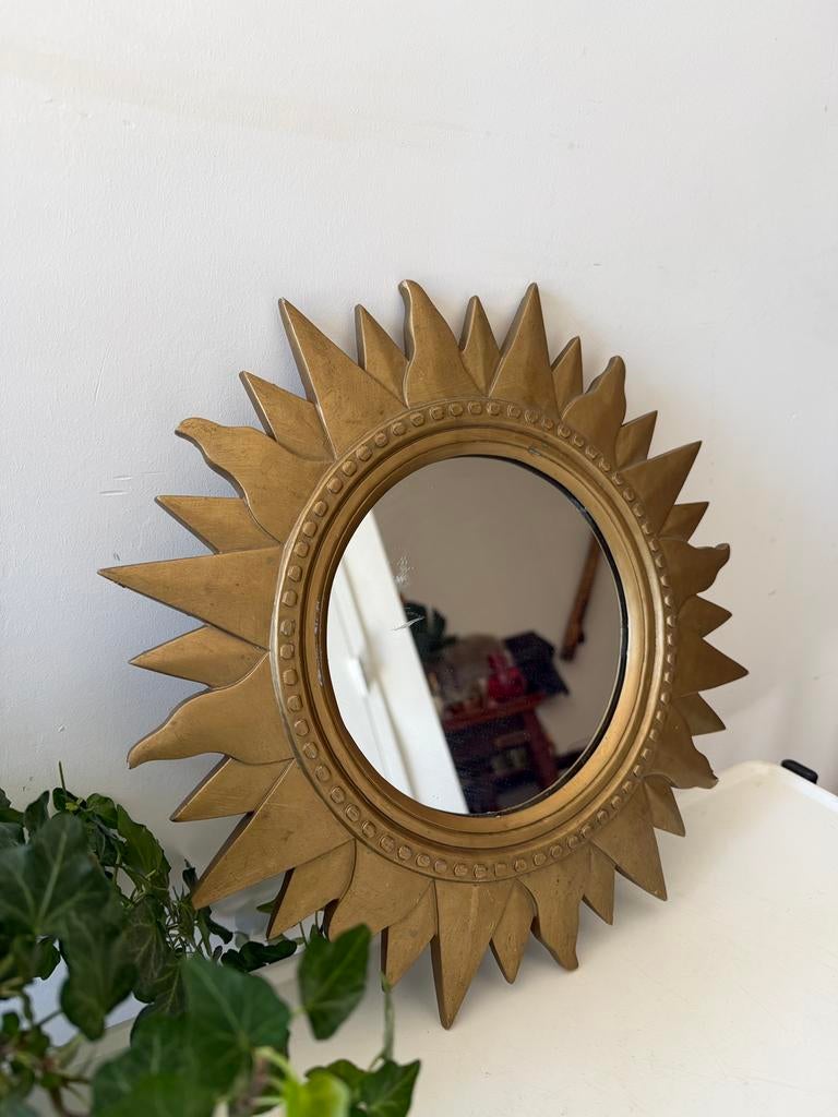 Zonnespiegel goudkleurig, Antiek en Kunst, Ophalen of Verzenden, Minder dan 50 cm