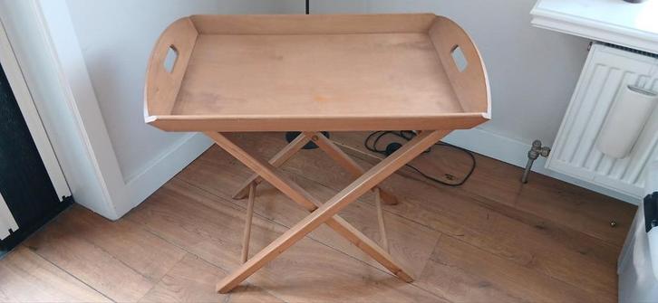 Houten butler tray / bijzettafel, Huis en Inrichting, Tafels | Bijzettafels, Gebruikt, Rechthoekig, 60 cm of meer, 55 tot 75 cm