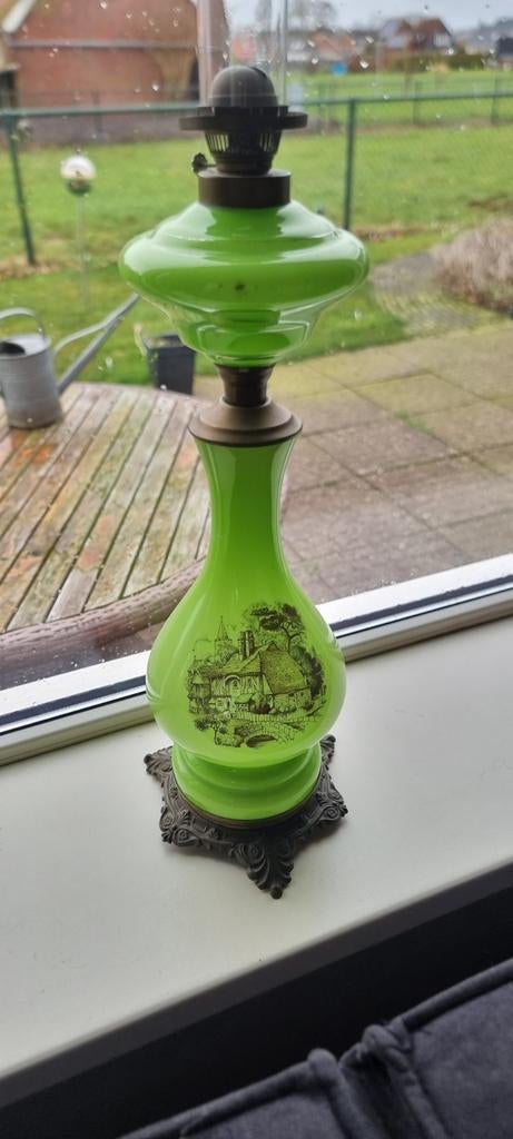Oude Olie Lamp, Huis en Inrichting, Lampen | Vloerlampen, Ophalen, Klassiek, Zo goed als nieuw, Glas