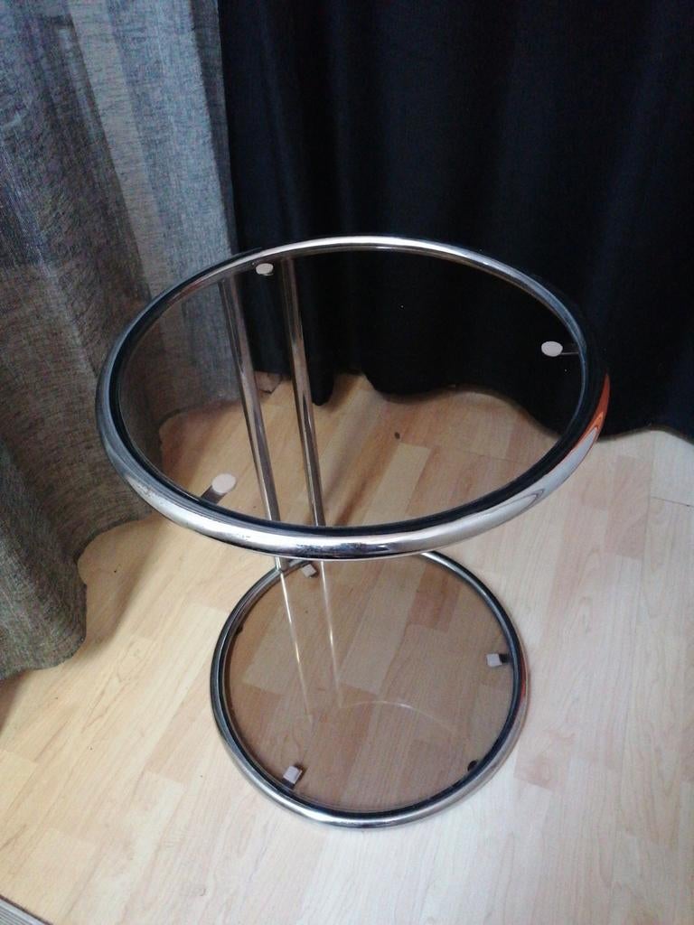 Vintage bijzet tafel chroom rookgas izgs, Ophalen, Minder dan 55 cm, Metaal of Aluminium, Rond