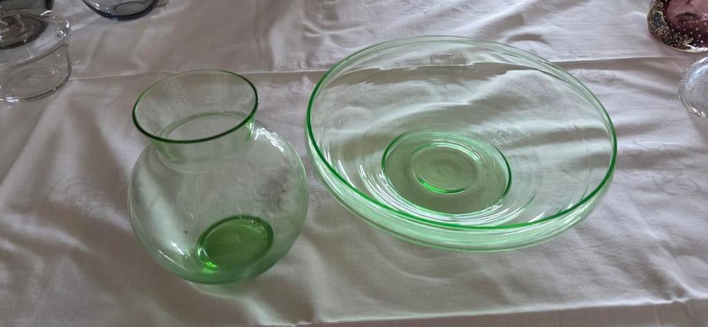 Schaal en vaasje Copier Annagroen, Antiek en Kunst, Ophalen