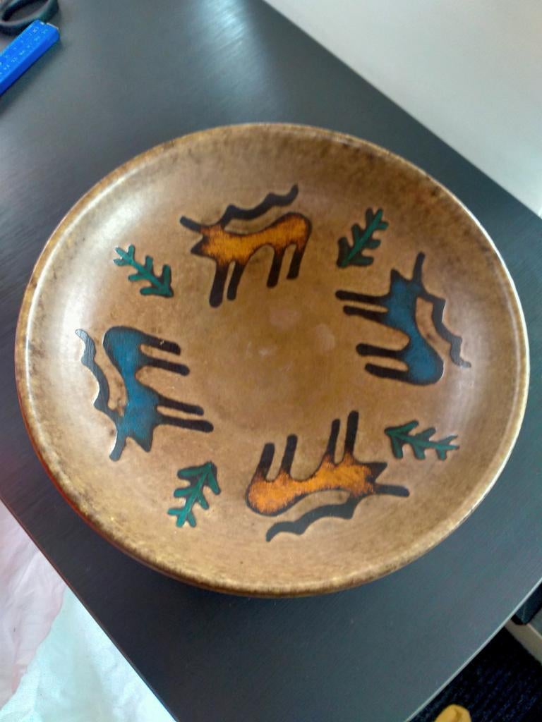 /Fruitschaal / Hang bord .beige bruin 30 x 7 cm., Ophalen of Verzenden