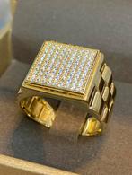 14k Gouden Vierkant Pavé Ring, 20 of groter, Heer, Nieuw, Ophalen of Verzenden