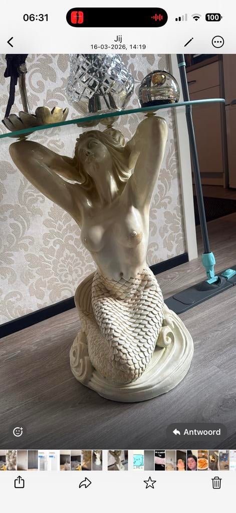 Zeemermin  tafeltje met glasplaat, Antiek en Kunst, Ophalen of Verzenden