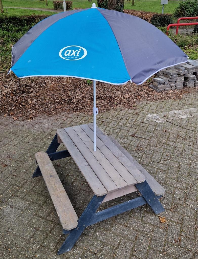 Picknick / Watertafel met parasol, Gebruikt, Rechthoekig, Hout, Ophalen