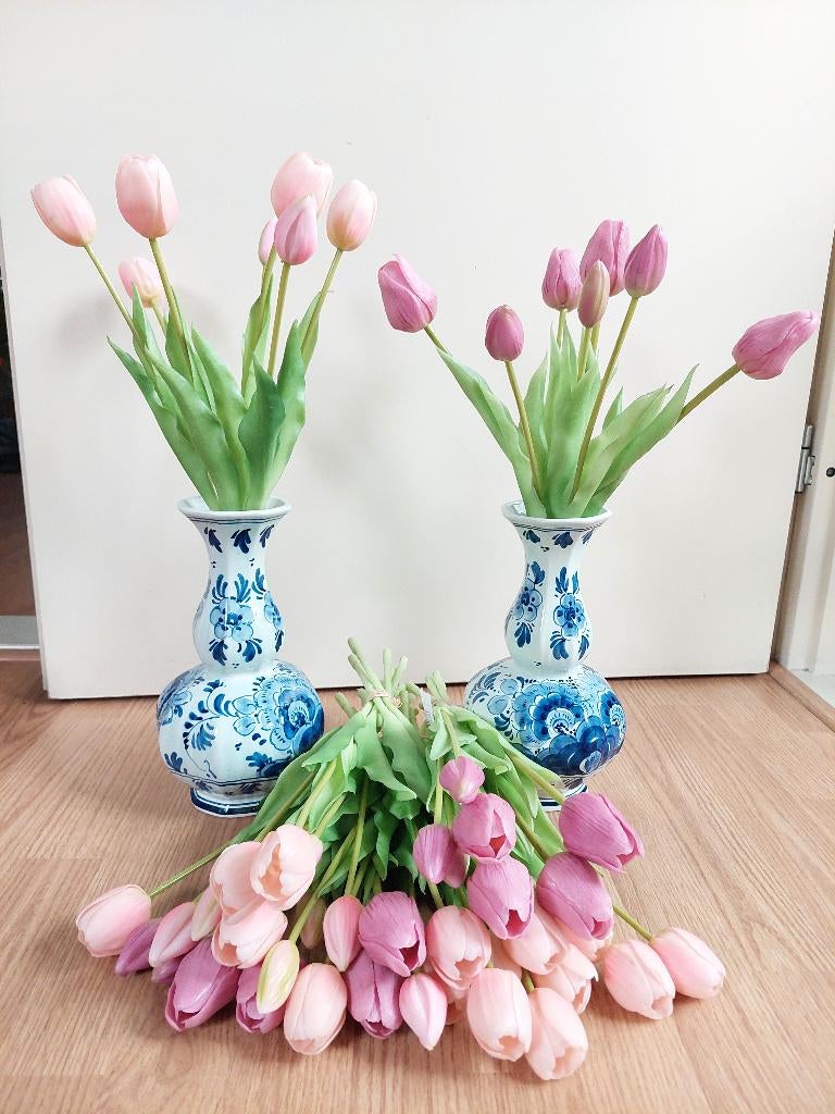 Siliconen Real Touch Tulpen - Kunsttulpen, Ophalen, 40 cm, Roze, Kunstbloem