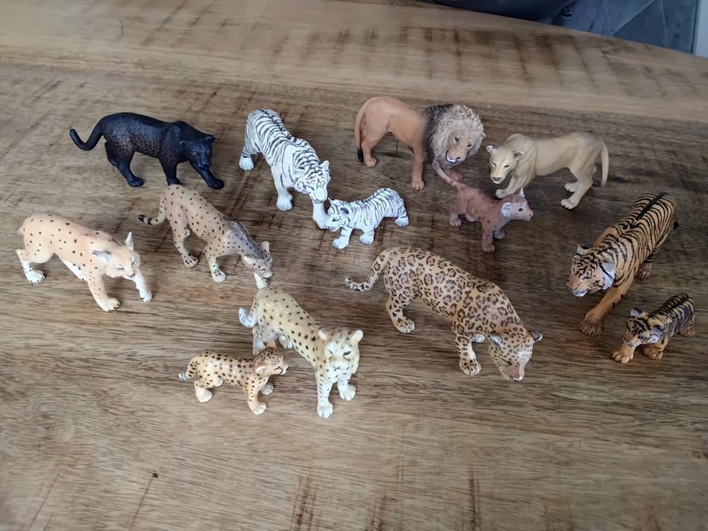 Schleich katachtigen, leeuw, tijger, lynx, cheetah, poema., Verzamelen, Ophalen of Verzenden, Zo goed als nieuw, Beeldje of Figuurtje