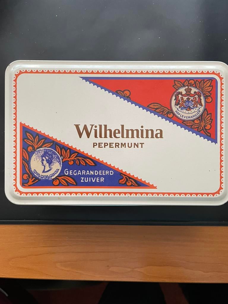 Blik Wilhelmina pepermunt. Zonder inhoud. 2017, Ophalen of Verzenden, Gebruikt, Nederland, Overige typen