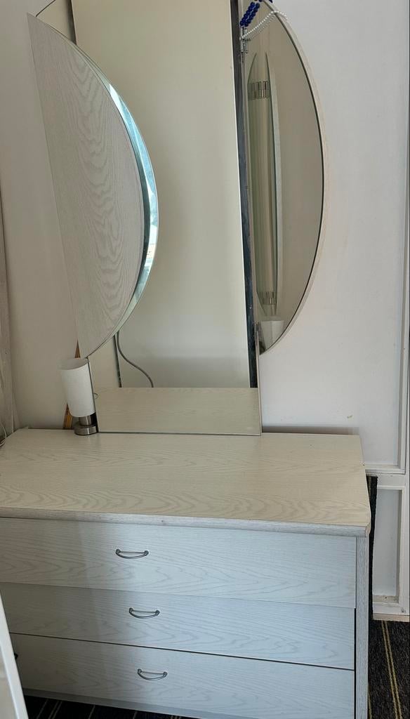 Kaptafel met spiegel en lades, Ophalen, Gebruikt, 100 tot 150 cm, 50 tot 100 cm