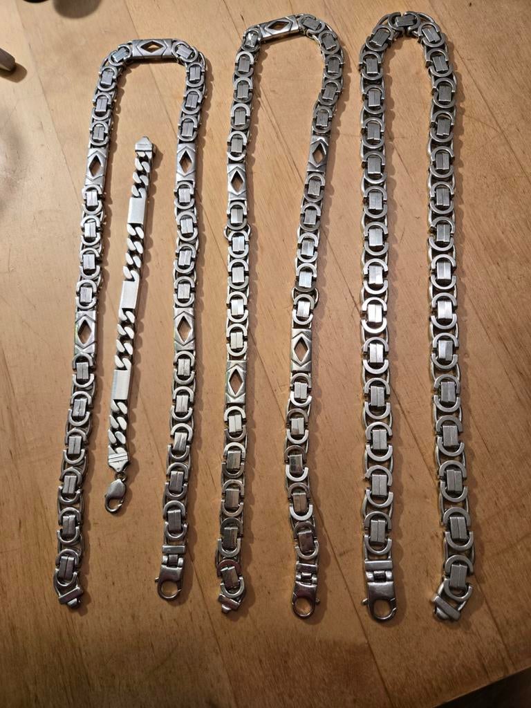 Zilveren ketting (n) ZWAAR armband made in Italy 925 zilver, Sieraden, Tassen en Uiterlijk, Kettingen, Ophalen of Verzenden, Zo goed als nieuw