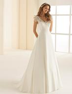 Nieuwe Bianco Evento trouwjurk Natalie kant chiffon mouwtje, Ophalen of Verzenden, Nieuw, Wit, Trouwjurk