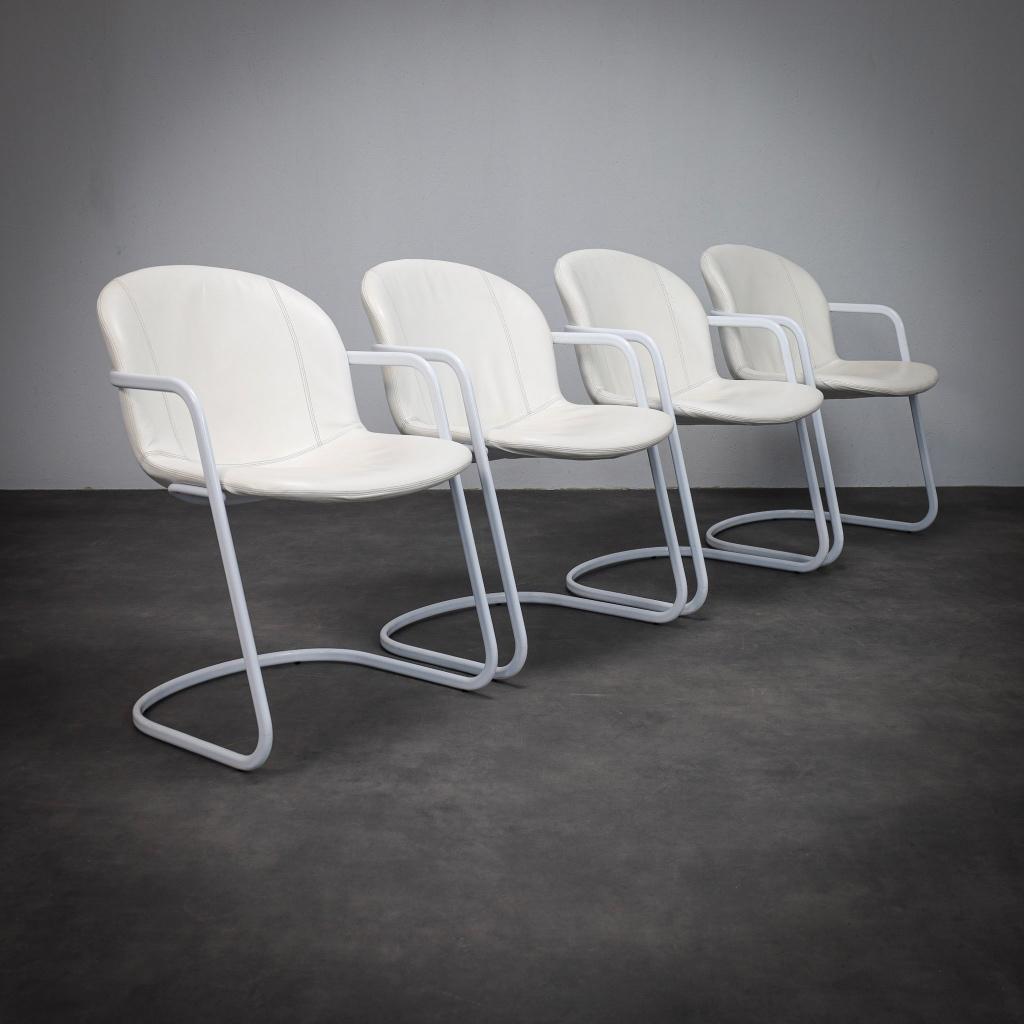 4x Vintage Design stoelen Gastone Rinaldi, 1970s, Ophalen, Gebruikt, Vier, Leer