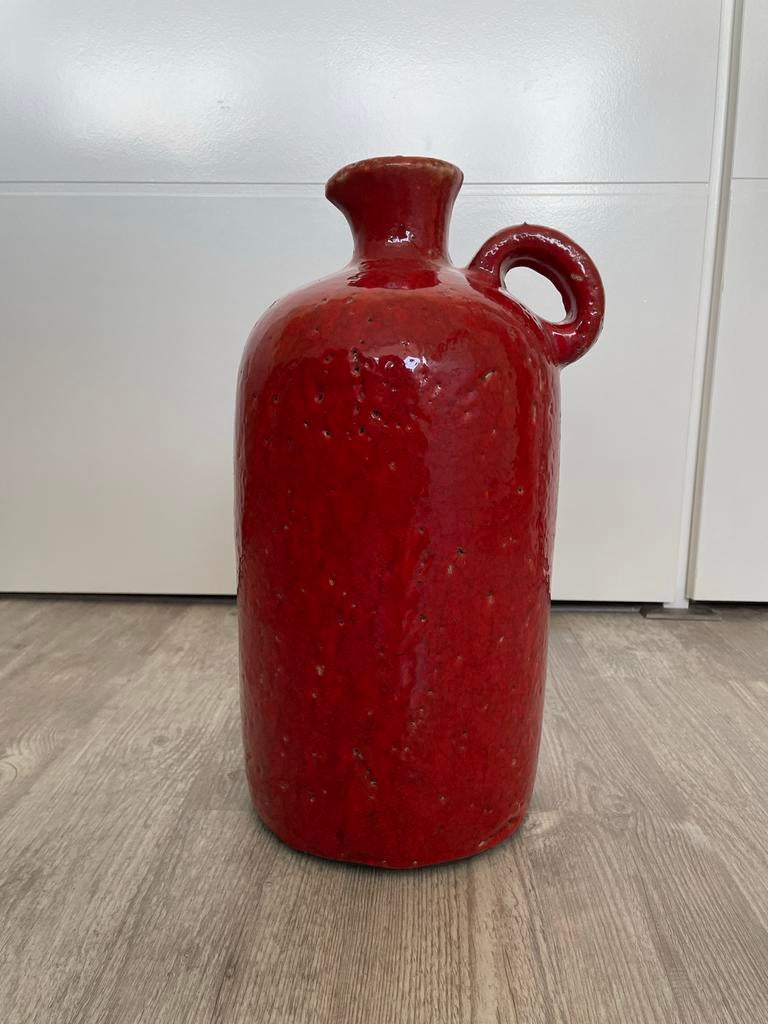 Rode Keramische Kruik met Handvat, Ophalen, Aardewerk of Porselein, Zo goed als nieuw, Minder dan 50 cm