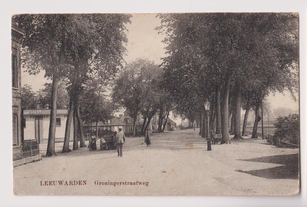 256 Leeuwarden Groningerstraatweg Karren Kinderen Mensen Oud, Verzamelen, Verzenden, Voor 1920, Gelopen, Friesland