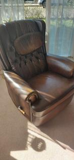 Antieke bruine relax fauteuil - Gebruikt, Antiek, Gebruikt, Ophalen of Verzenden, 75 tot 100 cm