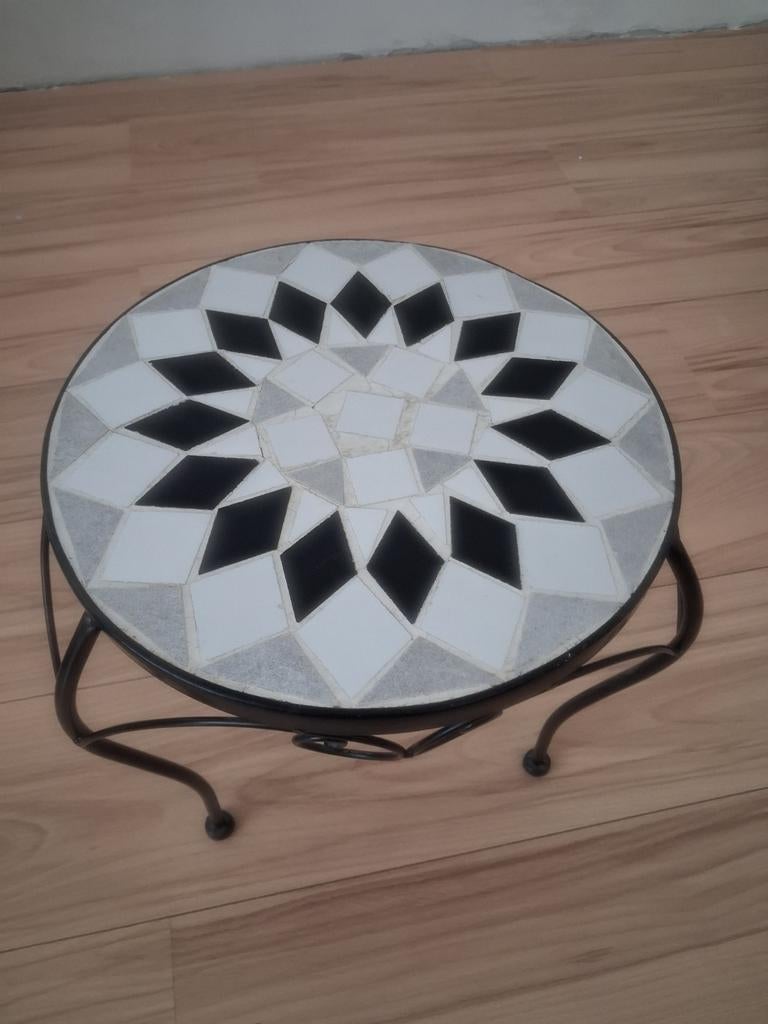 Bijzettafel met mozaïek blad, 45 tot 60 cm, Minder dan 55 cm, Rond, Ophalen of Verzenden