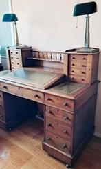Prachtig sierlijk ruim eikenhout Dickens antiek bureau 1920, Ophalen, Gebruikt, Hout, Antiek