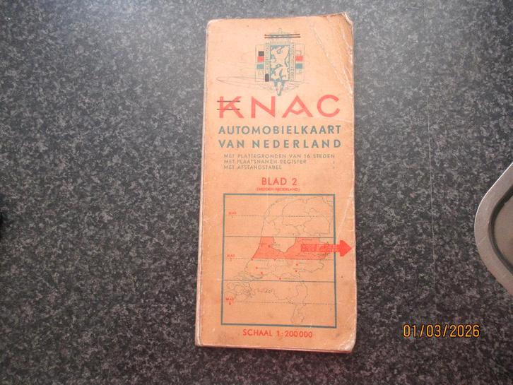 KNAC AUTOMOBIELKAART VAN NEDERLAND+ PLATTEGRONDEN-jaren 30, Boeken, Atlassen en Landkaarten, Gelezen, Overige typen, Nederland