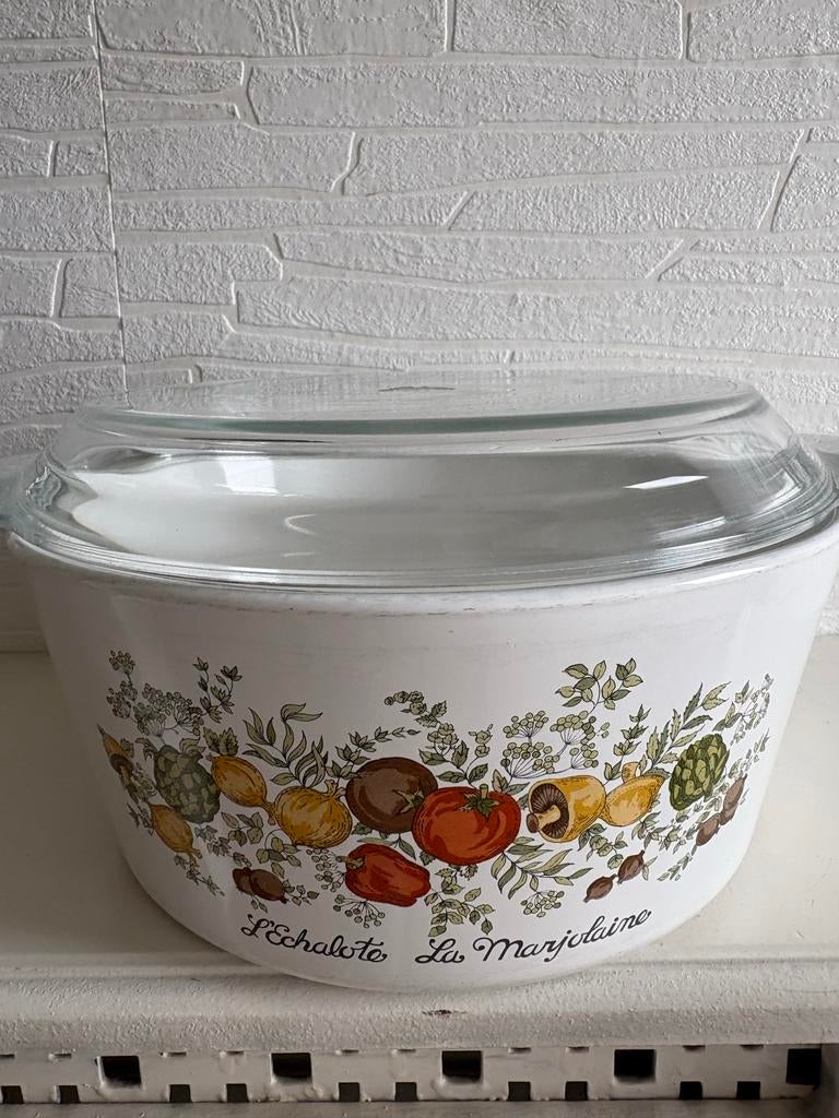 Vintage Pyroflam Ovenschaal "Spice of Life" 2,5L, Ophalen of Verzenden, Steen/keramiek, Wit, Overige merken