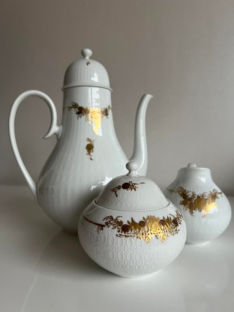 3 Bjorn Wiinblad Rosenthal Romanze Goud Theepot Roomstel 60s, Ophalen of Verzenden