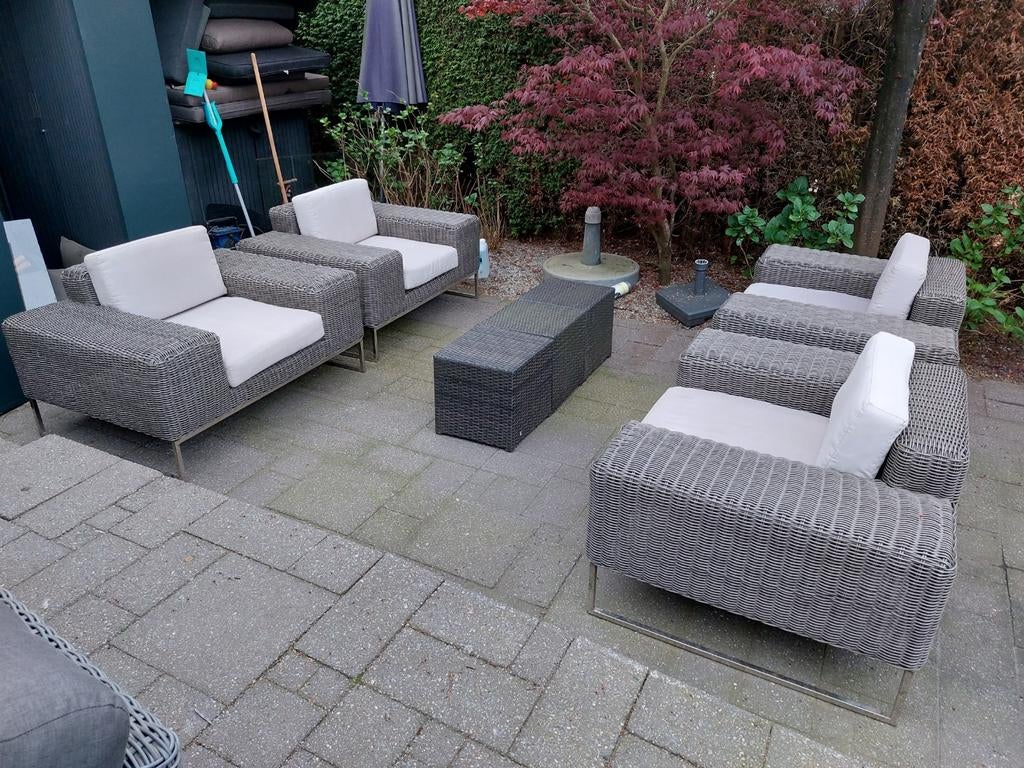Arbrini design loungeset 4 fauteuils  bezorging is mogelijk, Tuin en Terras, Tuinsets en Loungesets, 4 zitplaatsen, Gebruikt, Bijzettafel