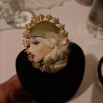 Vintage broche met damesgezicht, Ophalen of Verzenden